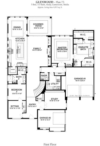 2D floor plan layout for the Glenwood by Landon Homes in Fields - Brookside North, Frisco, TX (Image 3). 2D floor plan layout for the Glenwood by Landon Homes in Fields - Brookside North, Frisco, TX (Image 3).