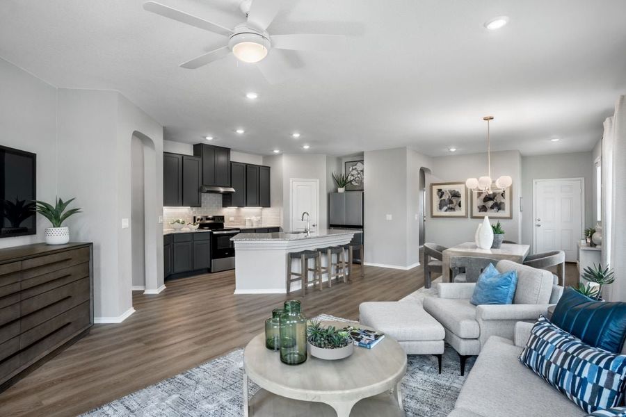 Representative furnished interior of a home built from the Plan 1702 Modeled by KB Home in Stoney Chase, Del Valle (Image 4). Representative furnished interior of a home built from the Plan 1702 Modeled by KB Home in Stoney Chase, Del Valle (Image 4).