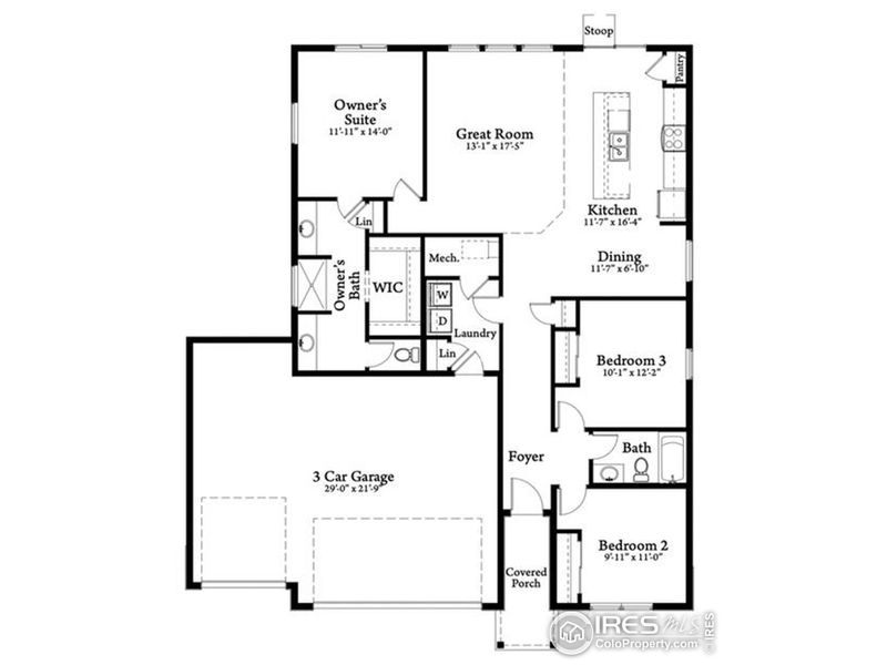 2D floor plan layout of this home in Union Colony West, Greeley, CO (Image 3).