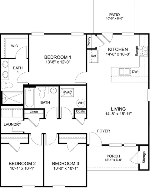 2D floor plan layout for the Curtis by D.R. Horton in Crescent Ridge, Niota, TN (Image 3).