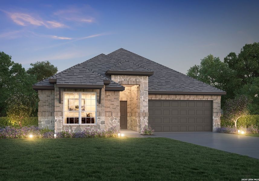 Front exterior of a new home in Cinco Lakes, San Antonio, TX, highlighting curb appeal (Image 1). Front exterior of a new home in Cinco Lakes, San Antonio, TX, highlighting curb appeal (Image 1).