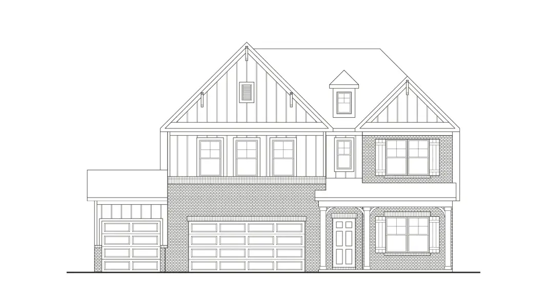 Elevation L with 3-Car Garage