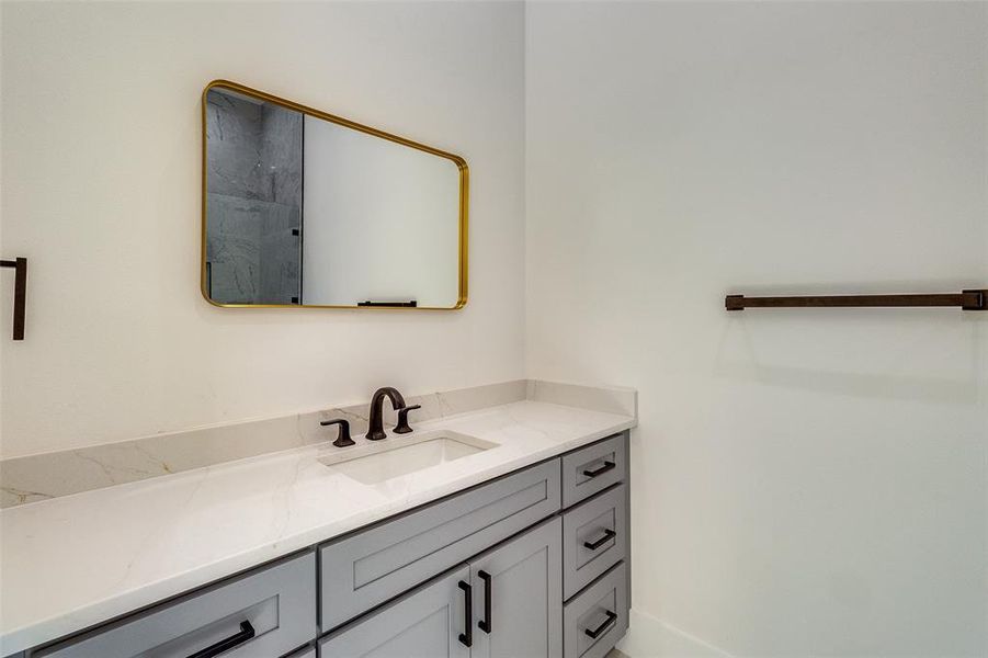 Bathroom featuring vanity