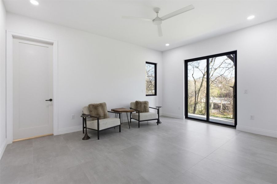 The downstairs ensuite with a private patio.