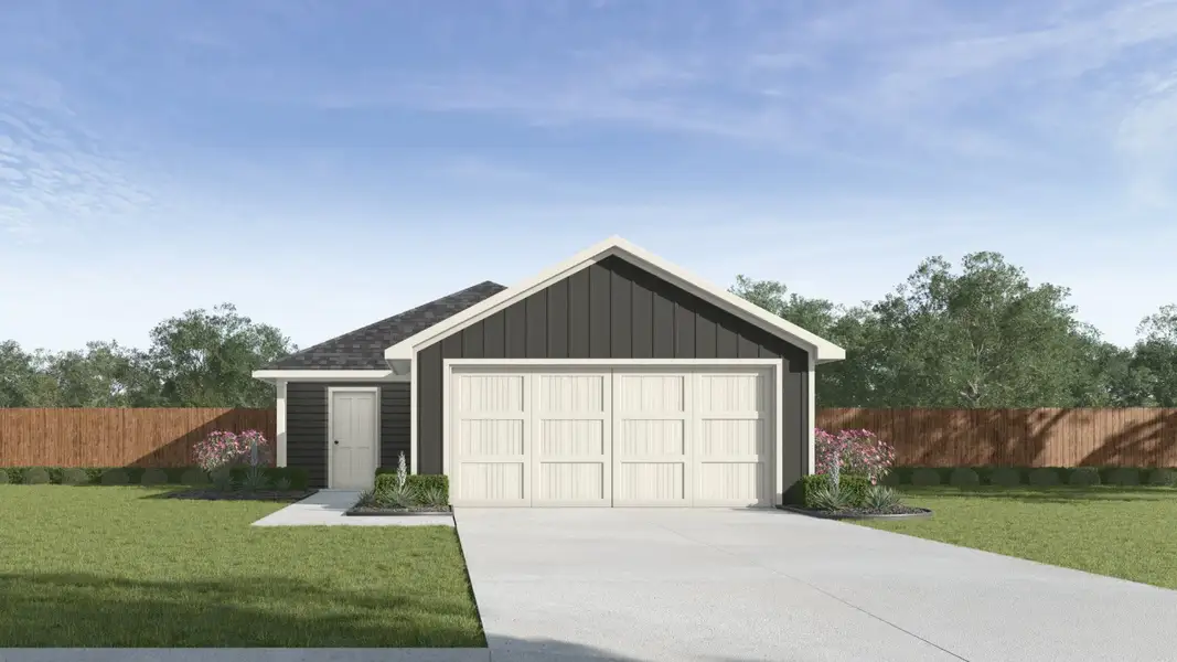 Front exterior of a new home in Navarro Fields, Seguin, TX, highlighting curb appeal (Image 19). Front exterior of a new home in Navarro Fields, Seguin, TX, highlighting curb appeal (Image 19).