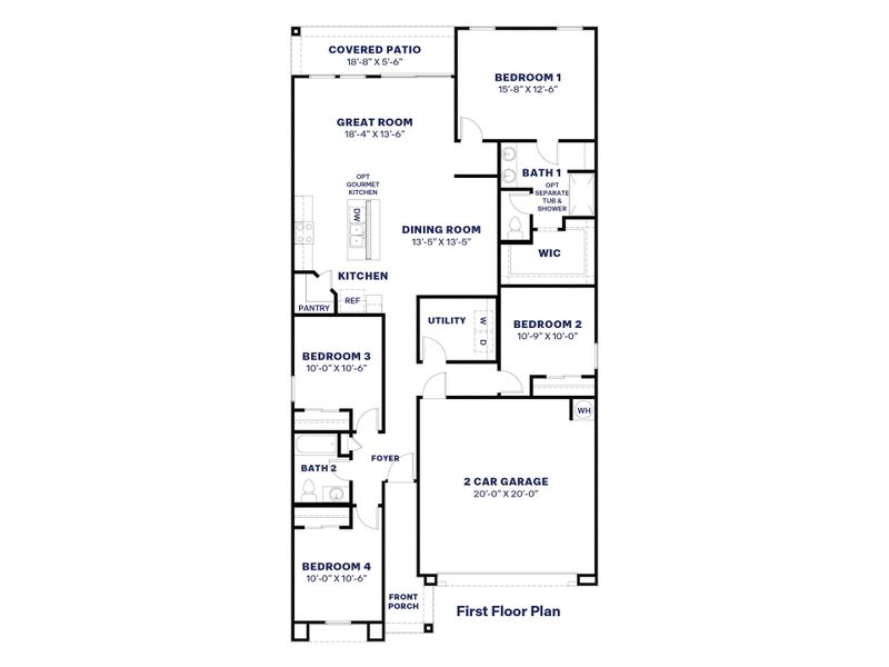 2D floor plan layout for the Easton by D.R. Horton in Del Rio Ranch, Avondale, AZ (Image 5).