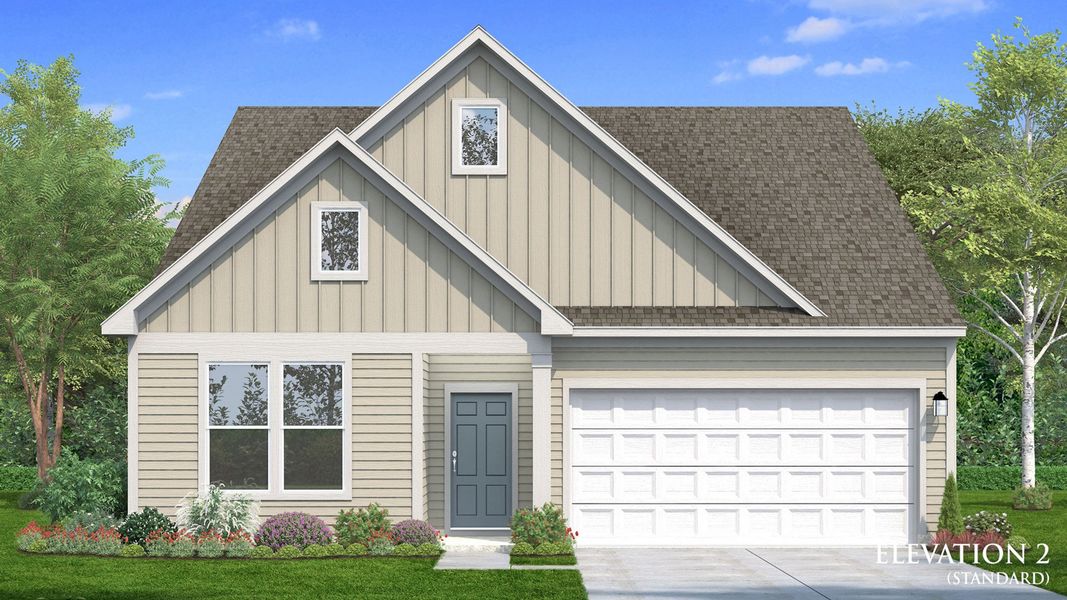 Representative exterior photo of a completed home built from the Chelsea by DRB Homes in Sidney Creek Single Family, Zebulon, NC (Image 7).