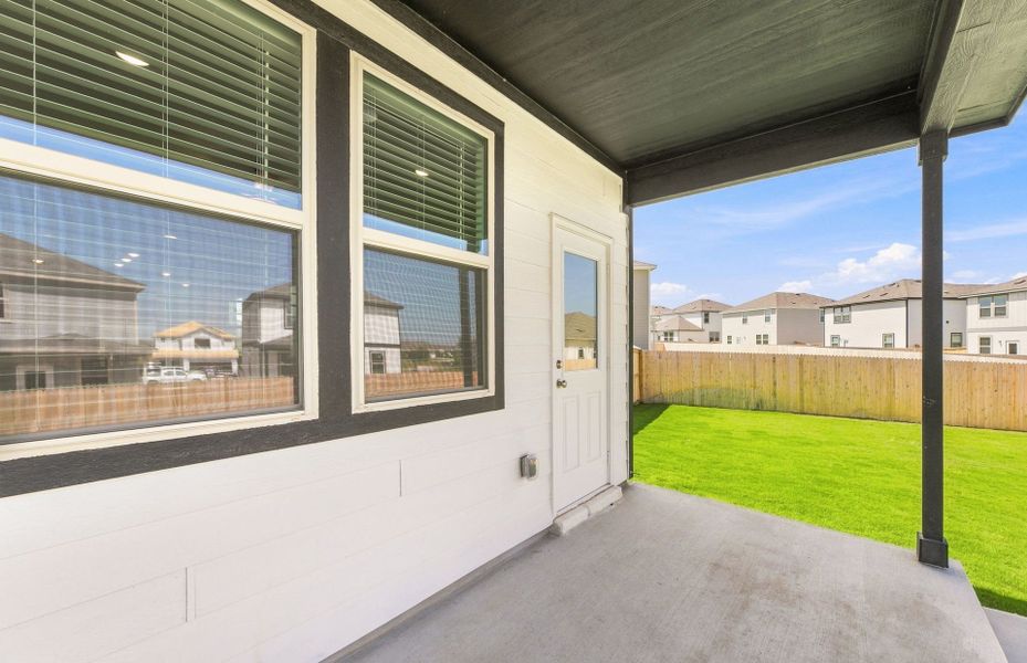 Exterior details and patio area of a home in Sonterra, Jarrell (Image 28).