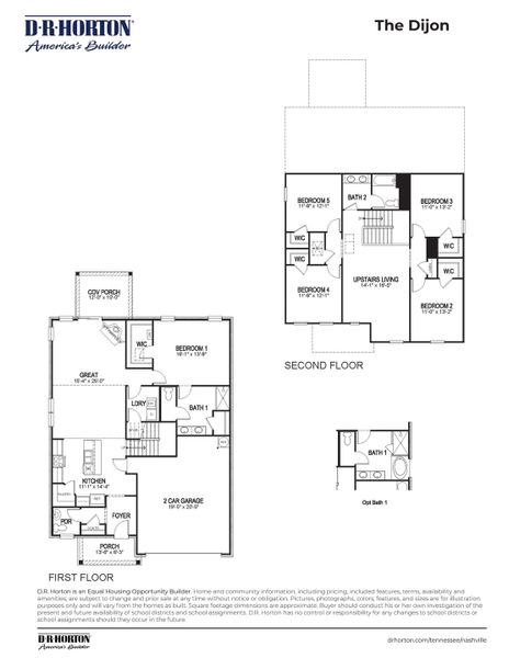 2D floor plan layout for the DIJON B by D.R. Horton in Harvest Point, Spring Hill, TN (Image 5).