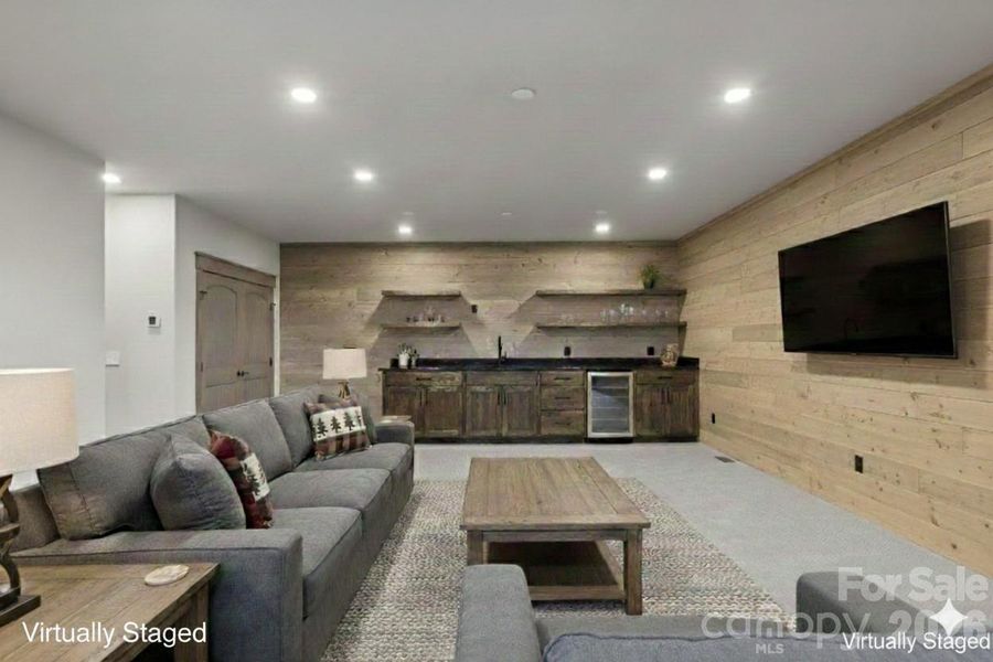 Room including wet bar is Virtually Staged