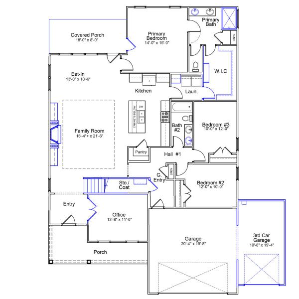 2D floor plan layout of this home in Hawthorn Ridge, Inman, SC (Image 2).