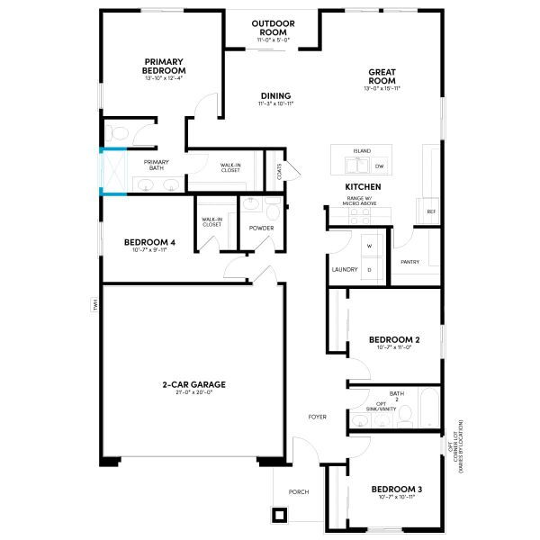 Floor 1: Optional Shower at Primary Bath