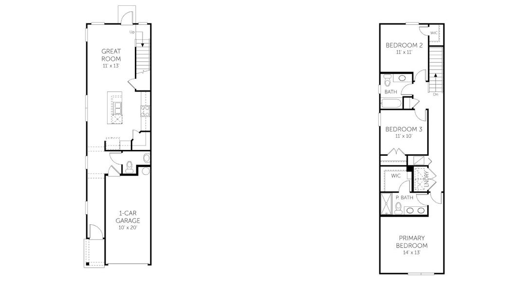 2D floor plan layout for the Julington I - Townhomes by Dream Finders Homes in Cary Landing, Jacksonville, FL (Image 5).
