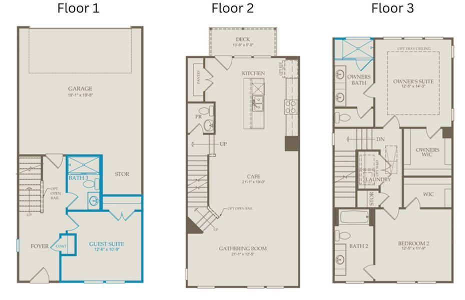 Floor Plan Level 1, 2 and 3