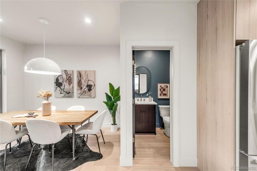 Dining and Powder Room at the front of the house.