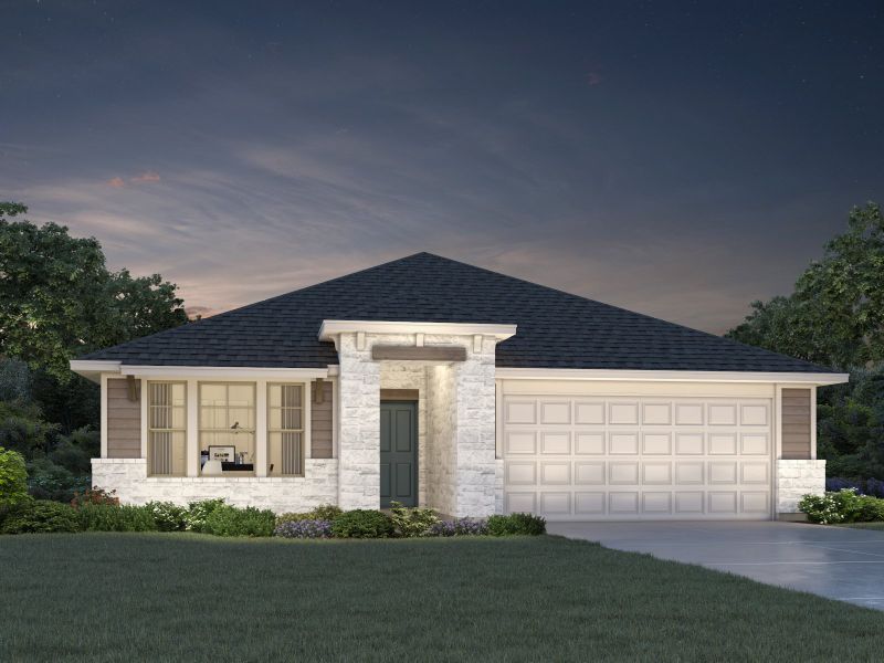 Front exterior of a new home in Riverbend at Double Eagle - Boulevard Collection, Cedar Creek, TX, highlighting curb appeal (Image 1). Front exterior of a new home in Riverbend at Double Eagle - Boulevard Collection, Cedar Creek, TX, highlighting curb appeal (Image 1).