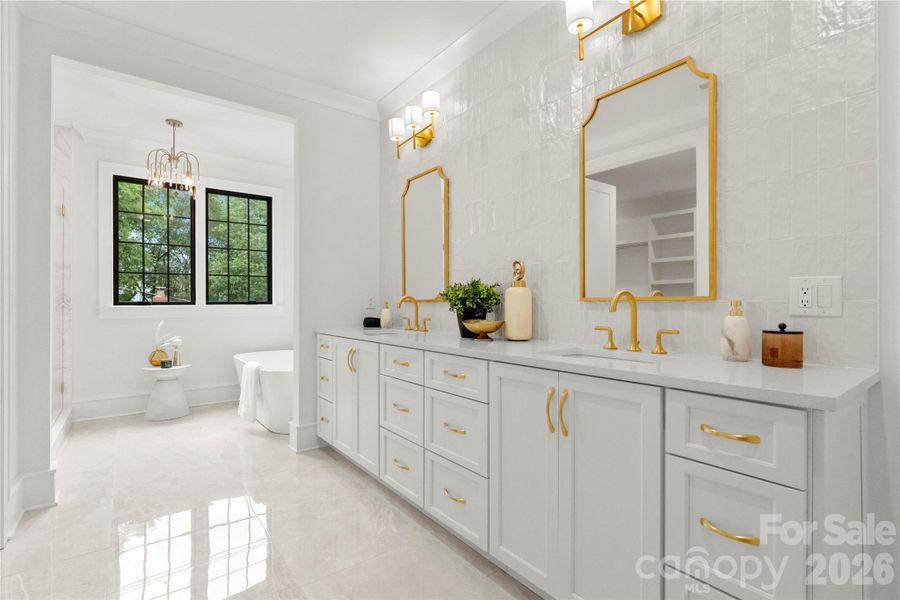 Master bath with dual vanity Master bath with dual vanity