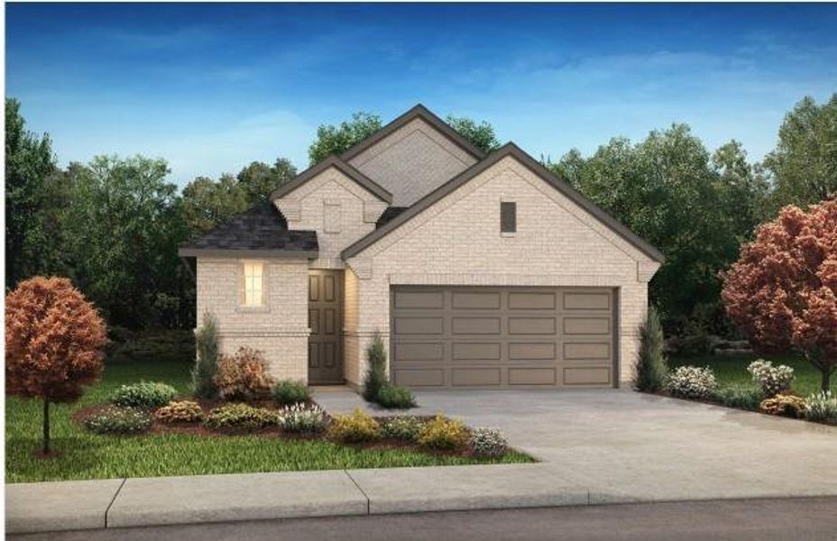 Front exterior of a new home in Woodhavyn 40', Magnolia, TX, highlighting curb appeal (Image 1). Front exterior of a new home in Woodhavyn 40', Magnolia, TX, highlighting curb appeal (Image 1).