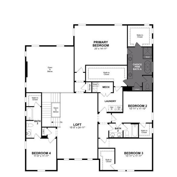 2D floor plan layout for the Nottely by Beazer Homes in Estates at Daves Creek, Cumming, GA (Image 3).
