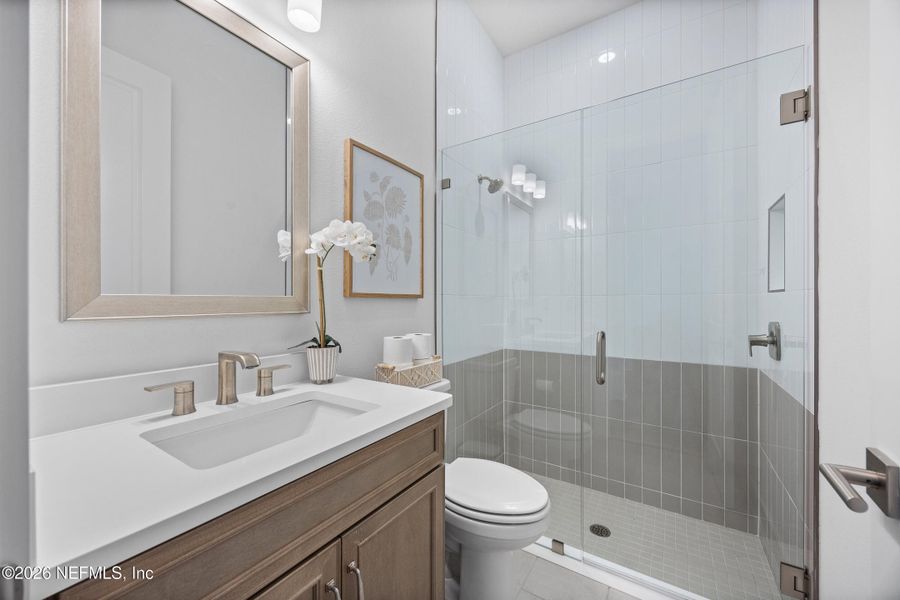 Furnished interior view inside a new home in Oak Grove at SilverLeaf 60’, St. Augustine (Image 29).