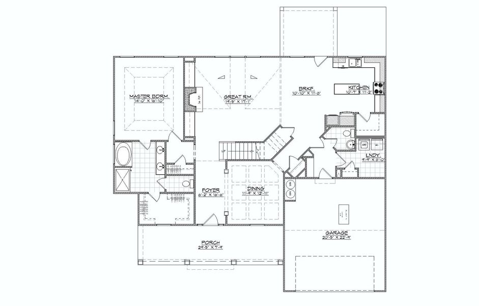 2D floor plan layout for the Evans by Designer Homes of Georgia in Austin Heights, North Augusta, SC (Image 2).