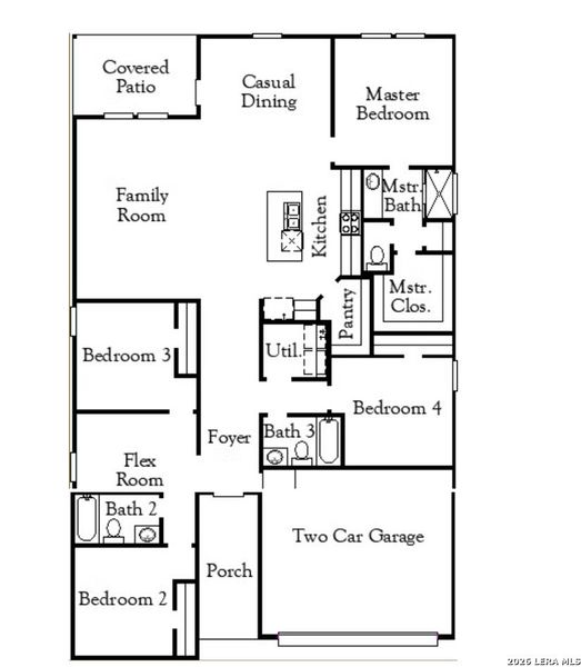 2D floor plan layout of this home in Hickory Ridge, Elmendorf, TX (Image 3).