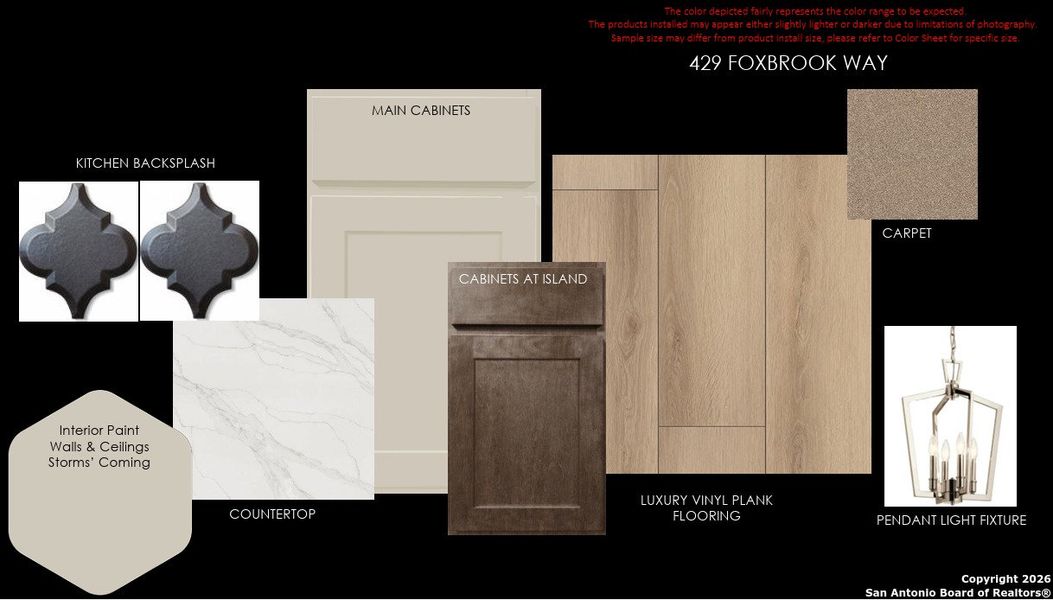 Sample of building materials used in homes in Foxbrook, Cibolo (Image 4).