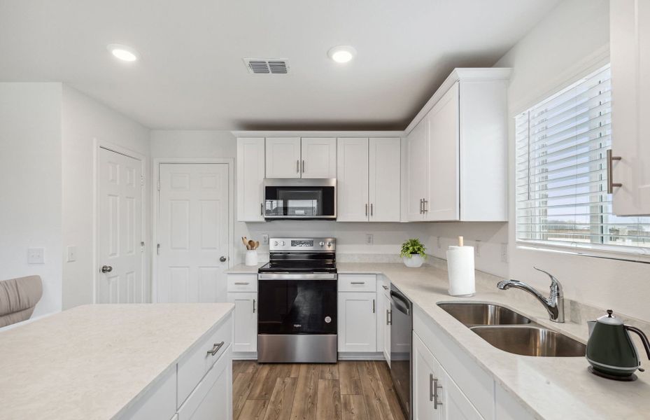 Eat in kitchen features large island