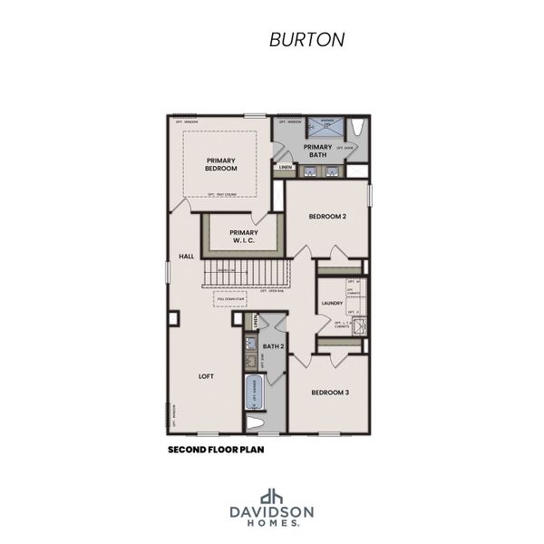 2D floor plan layout for the The Burton B by Davidson Homes LLC in The Bluffs, Canton, GA (Image 3).