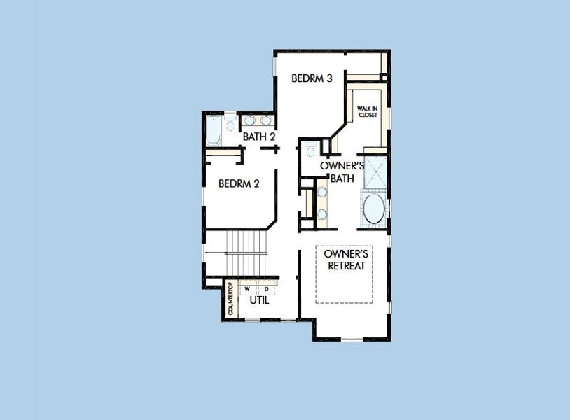 2D floor plan layout for the The Camacho by David Weekley Homes in Goodnight Ranch, Austin, TX (Image 3).