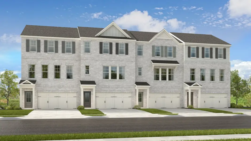 Front exterior of a new home in Rosewood Farm, Lawrenceville, GA, highlighting curb appeal (Image 1). Front exterior of a new home in Rosewood Farm, Lawrenceville, GA, highlighting curb appeal (Image 1).