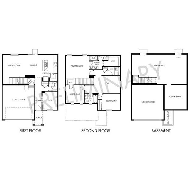 2D floor plan layout for the The Pagosa by Meritage Homes in Hidden Valley Farm, Severance, CO (Image 3).