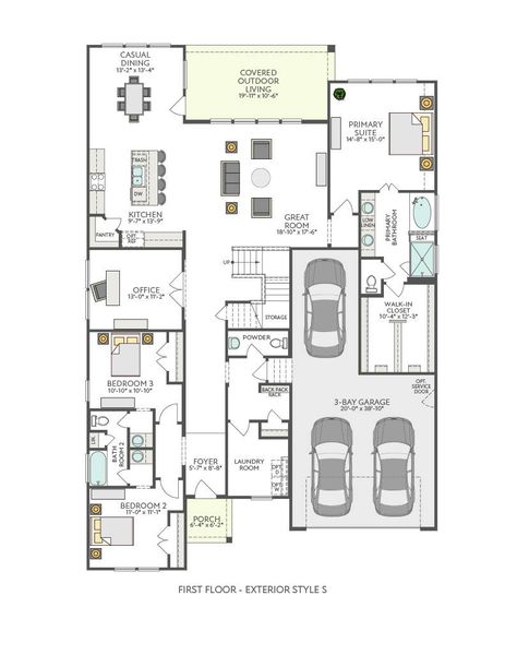 2D floor plan layout for the Enfield by Tri Pointe Homes in Lariat, Liberty Hill, TX (Image 4).