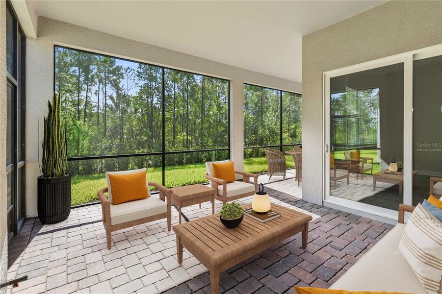 Exterior details and patio area of a home in Del Webb Sunbridge, St. Cloud (Image 4).