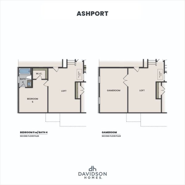 2D floor plan layout for the The Ashport by Davidson Homes LLC in Sundance Cove, Crosby, TX (Image 5).