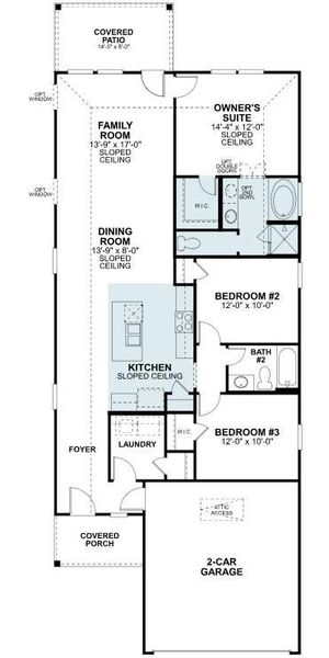 2D floor plan layout of this home in Miller's Pond, Rosenberg, TX (Image 4).