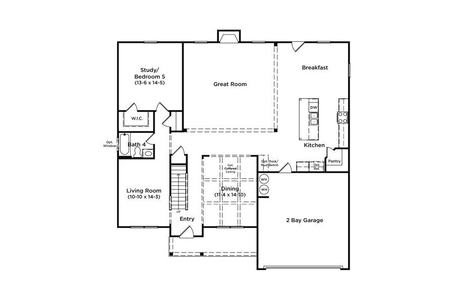 2D floor plan layout for the McKinley II - FL by DRB Homes in Brighton, Locust Grove, GA (Image 3).