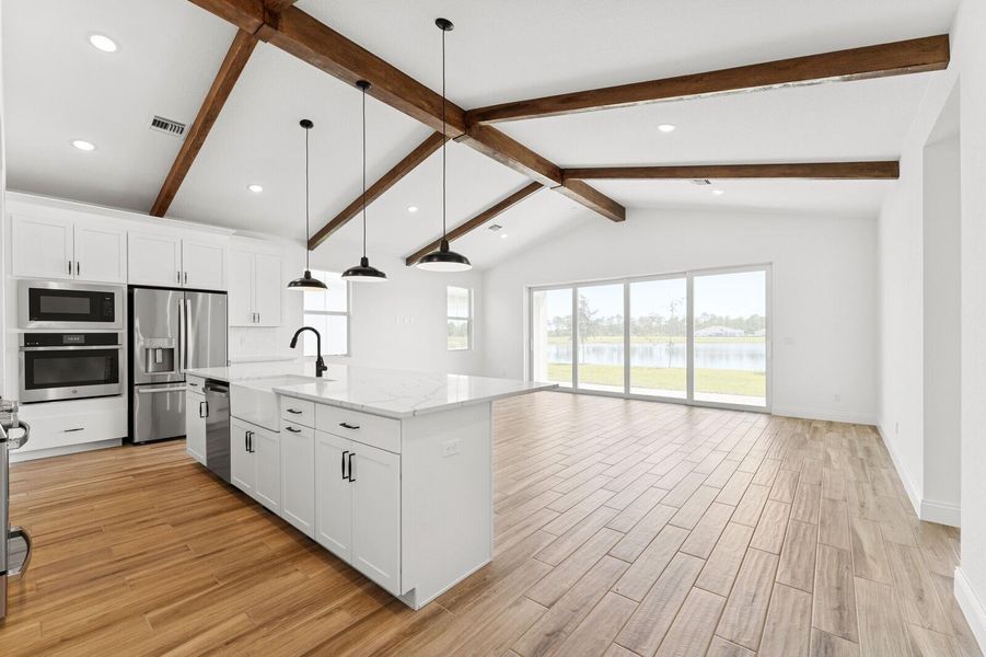 Kitchen, Great Room and Dining Area