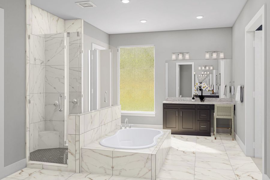 Representative furnished interior of a home built from the Seville by Tri Pointe Homes in Woodson’s Reserve, Spring (Image 27).