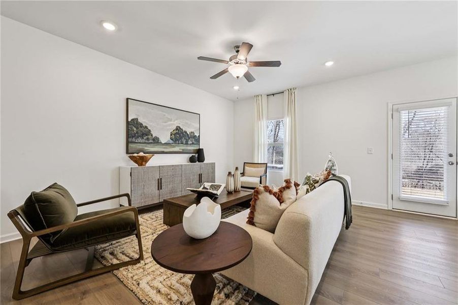 Furnished interior view inside a new home in Eastlyn Crossing, Flowery Branch (Image 8).