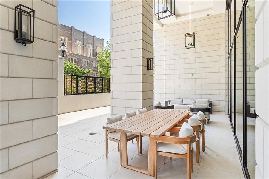 Exterior details and patio area of a home in The Dillon Buckhead, Atlanta (Image 21).