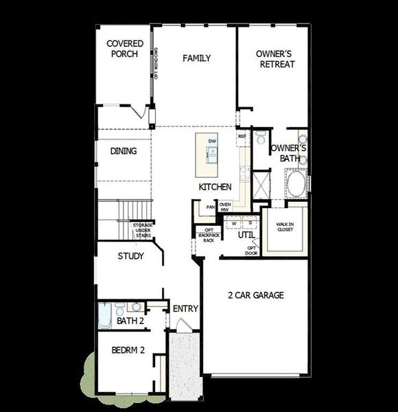 2D floor plan layout of this home in Mantua Point Classics, Van Alstyne, TX (Image 5).