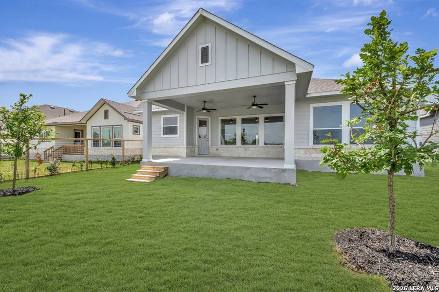 Exterior details and patio area of a home in The Crossvine 55’, Schertz (Image 19). Exterior details and patio area of a home in The Crossvine 55’, Schertz (Image 19).