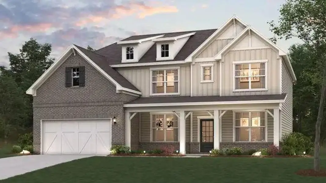 Front exterior of a new home in The Estates at Gainesville Township, Gainesville, GA, highlighting curb appeal (Image 28).