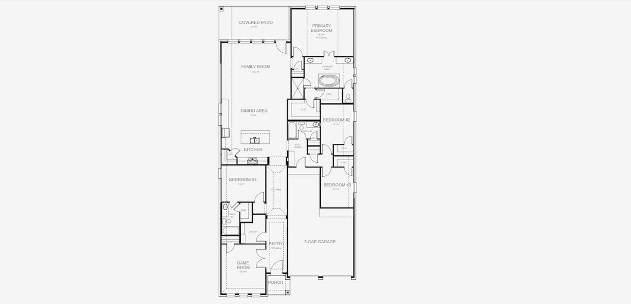 2D floor plan layout for the 2474W by Perry Homes in Briggs Ranch 50', San Antonio, TX (Image 4).
