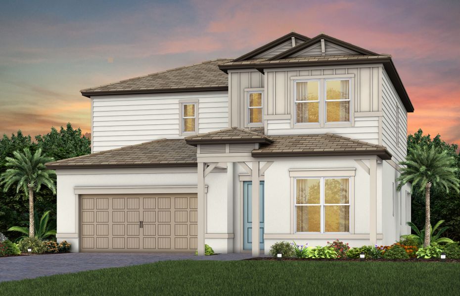 Representative exterior photo of a completed home built from the Umbria by Pulte Homes in Two Rivers, Zephyrhills, FL (Image 3).