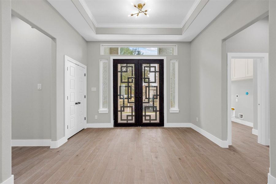 You are greeted with lovely glass & metal double doors You are greeted with lovely glass & metal double doors