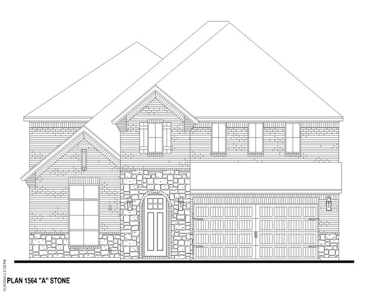 Plan 1564 Elevation A w/ Stone