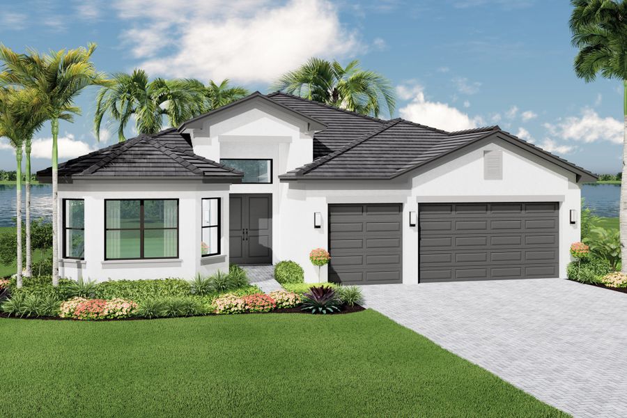 Representative exterior photo of a completed home built from the Julia by GL Homes in Valencia Parc at Riverland, Port St. Lucie, FL (Image 2).