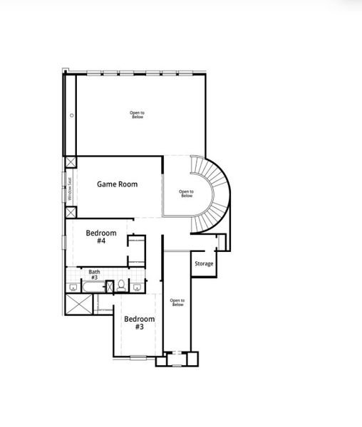 2D floor plan layout for the Telford Plan by Highland Homes in Monterra: 70ft. lots, Rockwall, TX (Image 5).